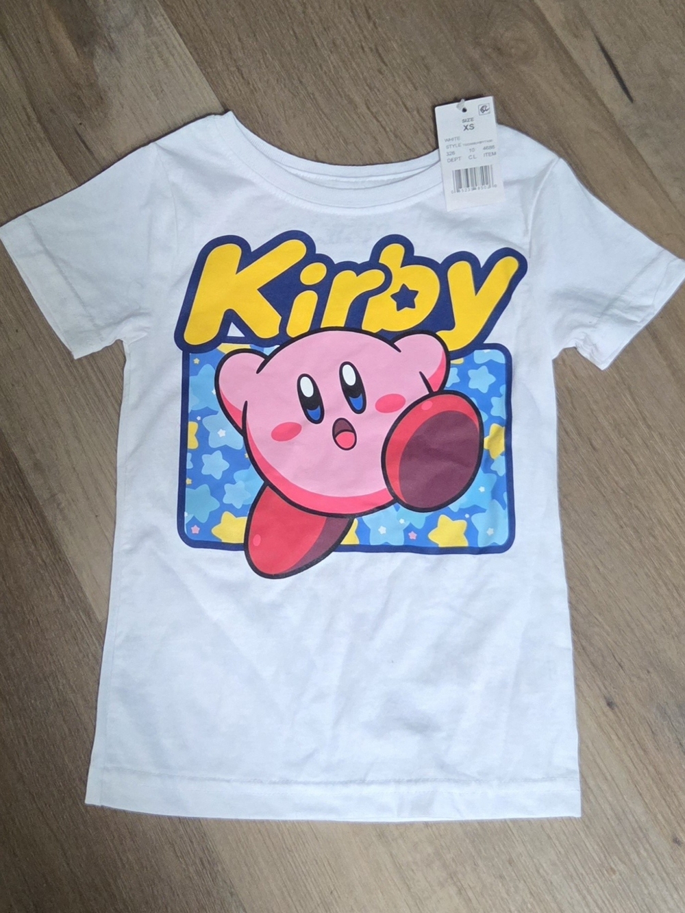 Kirby Kids' White Graphic Tee - Pink Character Print Sz XS Bin W